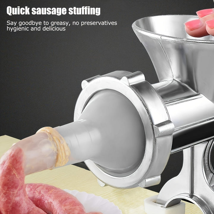 1pc Molinillo de Carne Manual de Alta Resistencia & Fabricante de Salchichas - Acero Inoxidable, 10 RPM, No Requiere Electricidad, con Accesorios Opcionales, Perfecto para Carne Picada & Salchichas, Molinillos de Carne para Uso Doméstico