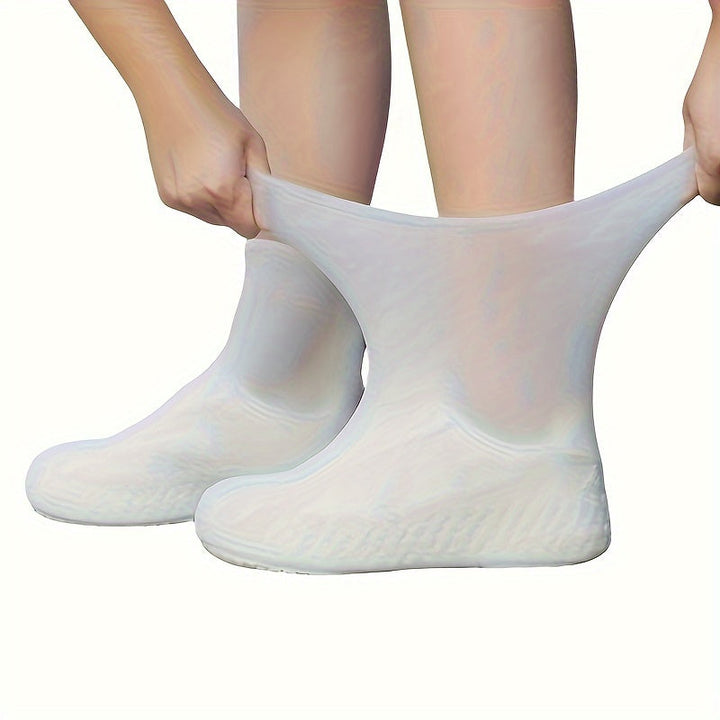 Un par de cubrezapatos de silicona - Impermeables y antilluvia, reutilizables y antideslizantes, aptos para hombres y mujeres, duraderos, elásticos y fáciles de limpiar
