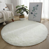 Una alfombra de peluche ultra-suave, redonda, antideslizante, lavable a máquina, linda y esponjosa, utilizada para la decoración de salón, dormitorio, pasillo o habitación, indispensable para el hogar
