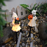 2 Piezas de Faroles Solares para Halloween - Decoración Espeluznante con Figuras, Encendido/Apagado Automático, Instalación en Estacas para Jardín o Patio, Construcción Duradera de Plástico, Iluminación Temática Festiva, Material Resistente al Clima, Ado