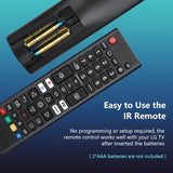 Control remoto universal de reemplazo para televisores inteligentes LG - Compatible con series OLED, UHD, QNED y NanoCell (UP70-UP87, OLED A1-G2, QNED 80-99, Nano 55-99, UQ9000-UQ8000), carga con batería o USB, sin componentes electrónicos, tarjeta madre