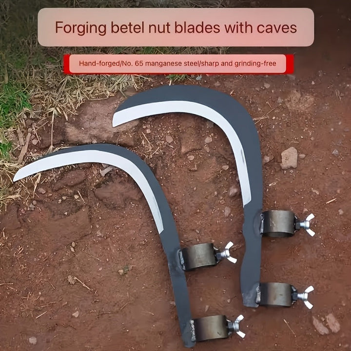 Herramienta de desmalezamiento agrícola de forma hoz, afilada para poda de alta montaña, utilizada para cosechar coco, mango y nueces de betel, hoz de uso exterior ampliamente utilizada.