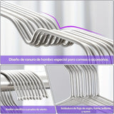 Conjunto de 20 Perchas Metálicas Premium - Antideslizantes, Resistentes y Antióxido, Acero Inoxidable con Acabado Pulido, Ranuras Mejoradas para el Hombro para Organización del Armario, Estantería Ahorradora de Espacio para Abrigos, Vestidos y Más, Ideal