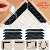 Paquete de 4/8/16 fijadores antideslizantes para alfombras de alta calidad, pegatinas adhesivas dobles para alfombras - , adecuado para salón, comedor y baño en pisos de madera, azulejos, etc. superficies - previenen el deslizamiento y las esquinas rizad
