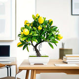 1 árbol de limón simulado con macetas blancas, forma realista. Ideal para decoración interior y exterior, embellece la sala, estudio o dormitorio, crea un ambiente fresco y natural