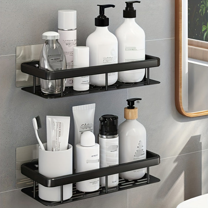 Estantería de pared grande para baño sin necesidad de taladrar, ahorradora de espacio, fácil instalación, almacenamiento para suministros de baño, cosméticos y champú, estante de plástico resistente con capacidad de carga alta, Organizadores de ducha