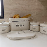 Juego de 4 Piezas Recipiente Hermético para Almacenar Pan, Café y Té en Tarro Metálico con Tapón de Acero