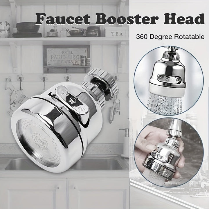 Cabeza de ducha mezcladora de 3 modos en acabado cromado, con 1 conector multifuncional - Pulverizador giratorio 360° para grifo, sin necesidad de electricidad, ideal para aireadores de cocina y baño, reemplazo de sistema de ducha | Construcción duradera