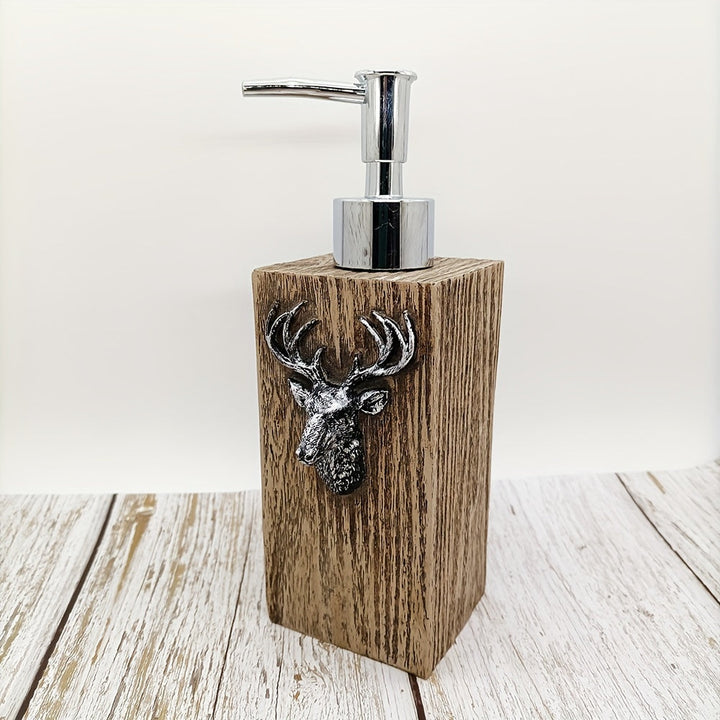 1pc Dispensador de loción de diseño de resina de ciervo, dispensador de jabón de encimera, botella de bomba líquida a prueba de fugas, dispensadores de ducha de resina recargables para baño, accesorios de baño, decoración del hogar, muebles para el hogar