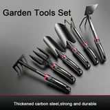 Juego de herramientas de jardinería, azada de acero al carbono grueso, juego de herramientas de jardín para remover malezas, pala de suelo, tridente de tres dientes para aflojar el suelo, herramienta para remover plantas en macetas, kit de camping para l