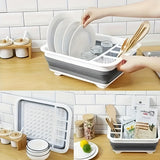 Estante Plegable Versátil para Platos con Tabla de Escurre - Material PP Duradero, Perfecto para RVs, Camping y Barcos - Organizador de Cocina Portátil para Platos y Verduras