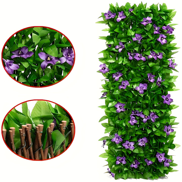 Decoración de pared con hiedra y orquídeas artificiales para cercas de jardín, pantalla ajustable de 19.99 cm a 180.01 cm, ideal para todas las estaciones