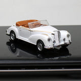 Modelo de Coche Clásico Retrò Convertible Escala 1:36 - Construcción en Aleación y Plástico, Blanco//Azul con Interior Marrón, Detalles Cromados - Juguete Coleccionable para Aficionados, Decoración para Hogar/Ocio, Diseño Automotriz Retro | Artículo de C