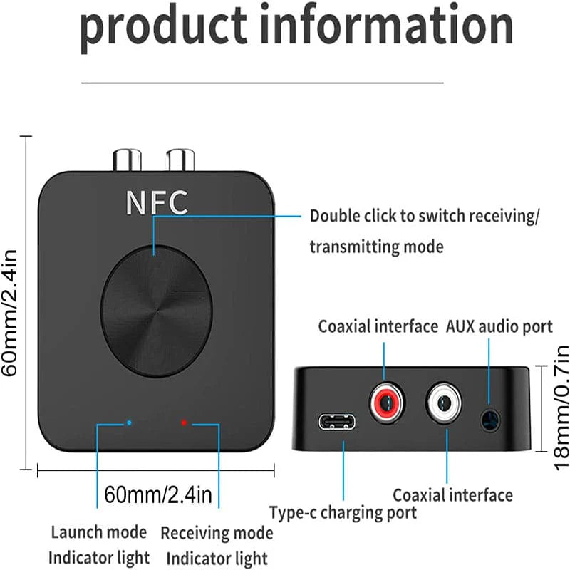 Receptor de Audio NFC Bluetooth Marca TREQA