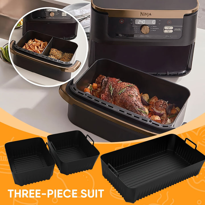 3 piezas de bandejas de horno de silicona de gran capacidad, reutilizables, compatibles con Ninja AF500, accesorios para freír en la cocina y restaurantes, material antiadherente.