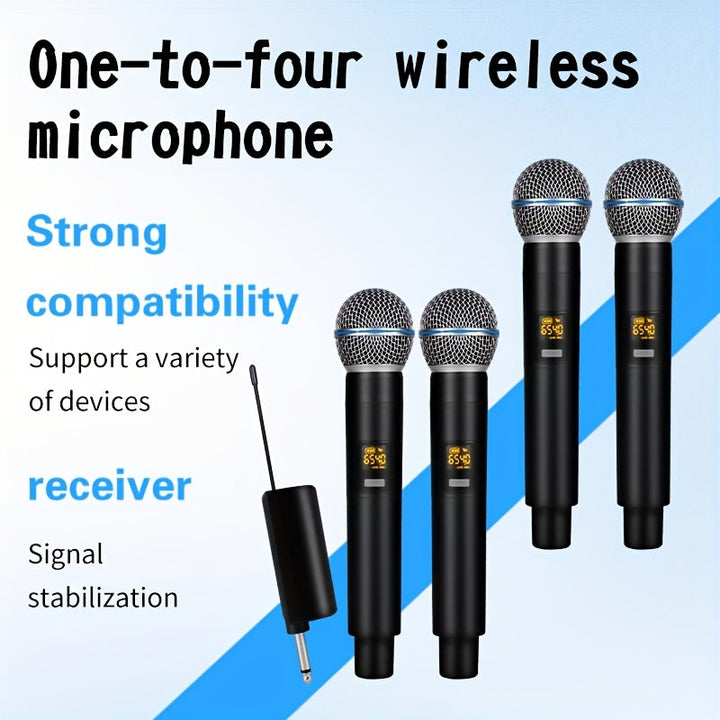 Microfono sin varillas Cantante NXG para Karaoke, sistema de micrófonos dinámicos portátiles de 4 UHF con control de voz/volumen y receptor recargable, ideal para iglesias, bodas, fiestas, discursos, refuerzo de sonido y mezcladores