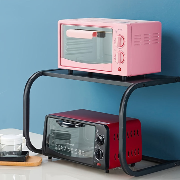 Estantería de Acero Inoxidable en Forma de U, 1 Pieza, Adecuada para Microondas, Soporte Independiente, Organizador de Cocina, Estante Vertical de Doble Nivel Resistente - Diseño Anticorrosivo y Antiadherente | Alta Resistencia al Calor | Para Platos/Bot