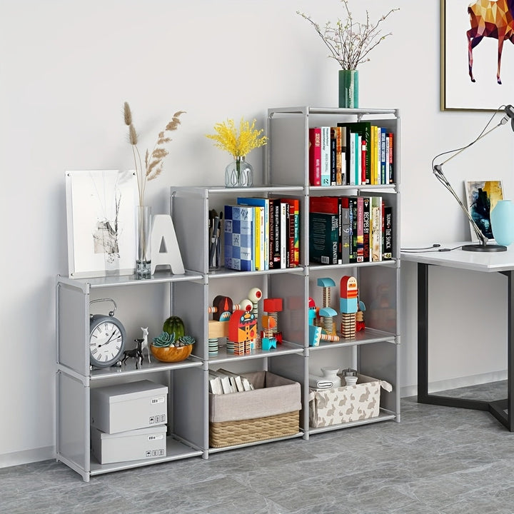 1pc Estante Metálica Versátil de 9 Niveles - Estantería Multifuncional para Libros, Ropa y Almacenamiento en Casa - Tubo de 8mm, Tubería Dorada, Ideal para Sala, Dormitorio o Oficina