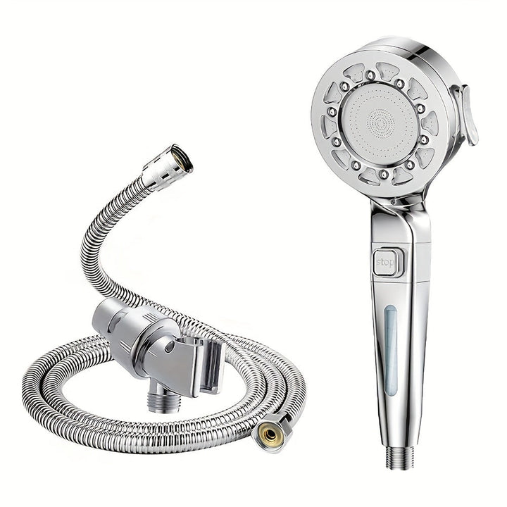 Juego de 3 cabezales de ducha de alta presión, ducha de lluvia manual con soporte americano y manguera flexible, 25 estilos, sin necesidad de electricidad, combo para baño con agua caliente