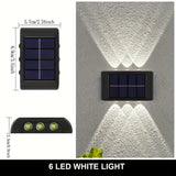 6 luces solares de pared LED - Iluminación exterior para jardín y villa, IP44, batería, montaje semienterrado con sombra de acrílico, no se requiere cableado, perfecto para patio, pasillo y camino, luz solar de pared exterior, iluminación de patio, ilumi