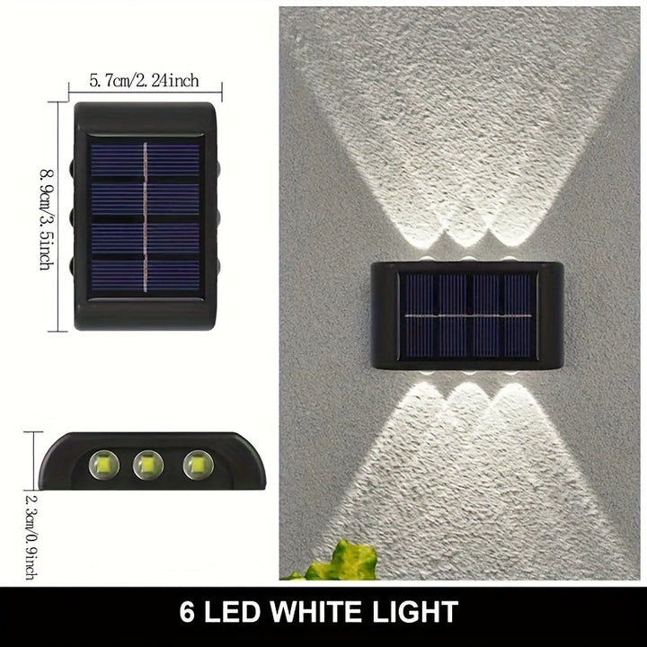 6 luces solares de pared LED - Iluminación exterior para jardín y villa, IP44, batería, montaje semienterrado con sombra de acrílico, no se requiere cableado, perfecto para patio, pasillo y camino, luz solar de pared exterior, iluminación de patio, ilumi