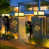 Luces solares para regar hadas - Decoración de jardín al aire libre con luces cascaderas, diseño de tetera solar de metal, perfecto para decoraciones navideñas, luces de jardín para fuera.