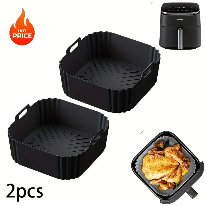 1/2 piezas de Revestimiento de Silicona para Freidora de Aire de 22.35 cm, Adecuado para Freidoras de 5.5 a 7 QT, Olla de Silicona Resistente al Calor y Fácil de Limpiar, Accesorios para Freidora de Aire