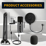 Micrófono USB condensador para computadora, juego de PC, podcast, kit de micrófono para transmisión, grabación, voces, ASMR, voz, micrófono de estudio cardioides para teléfono/Android/PS4