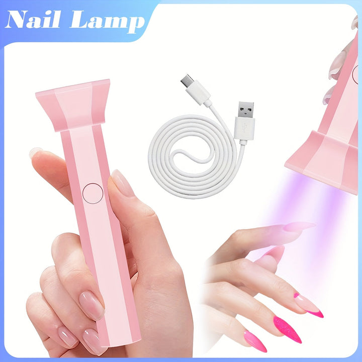 Lámpara de curado de esmalte de uñas portátil de mano con 6 LED, mini secador de uñas sin formaldehído, carga USB, batería de litio recargable, capacidad de batería de 200mAh