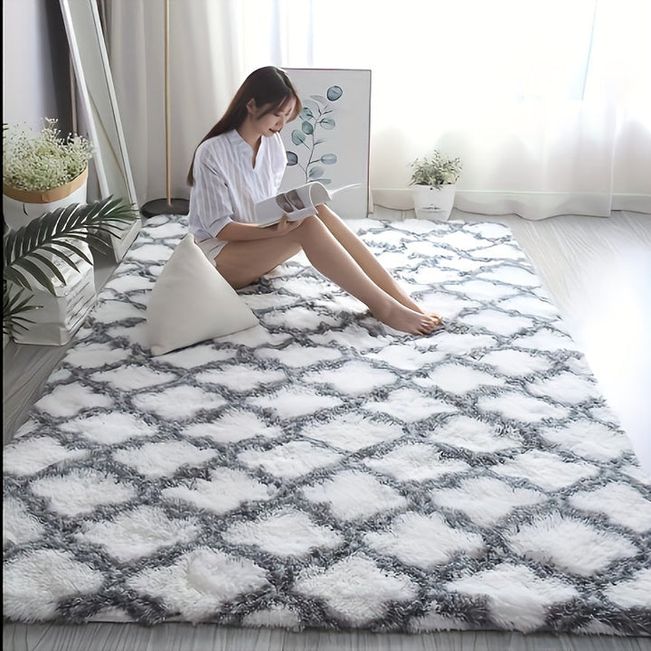 Alfombra de área suave y esponjosa de lujo, antideslizante, lavable a máquina, fibra de poliéster, tejido de punto, liviana para interiores, ideal para sala y dormitorio, decoración para San Valentín, Janucá, Día del Padre y Día de la Madre