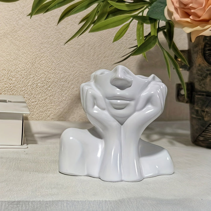 Jarrón Retrato - Escultura Moderna de Resina en Medio Cuerpo para Suculentas, Hidroponía y Decoración Floral - Jarrón Geométrico Artístico, Ideal para Sala o Mesa de Comedor