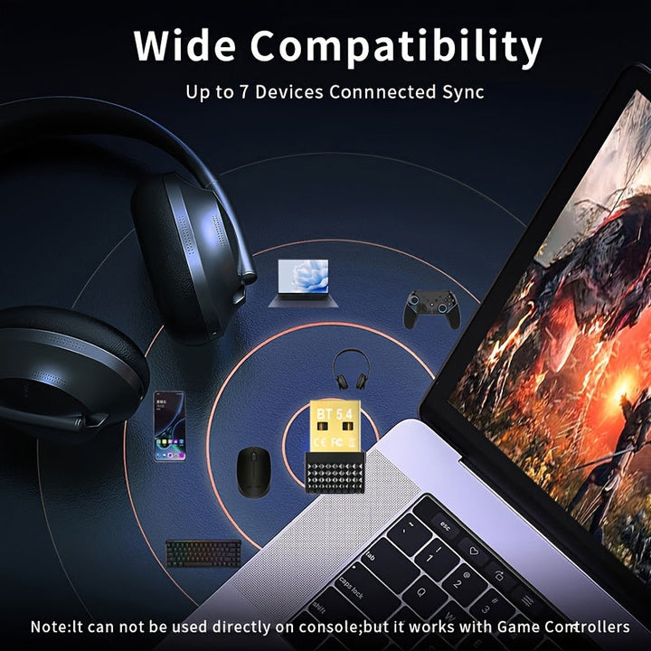 Receptor de dongle inalámbrico USB, adaptador de red inalámbrico mini USB5.4, compatible con computadora/auriculares/teclado/ratón/altavoz y otros dispositivos, Windows11/10/8.1, enchufa y juega, compatible con 5.3/5.1/5.0/4.2/4.1/4.0 y otras versiones d