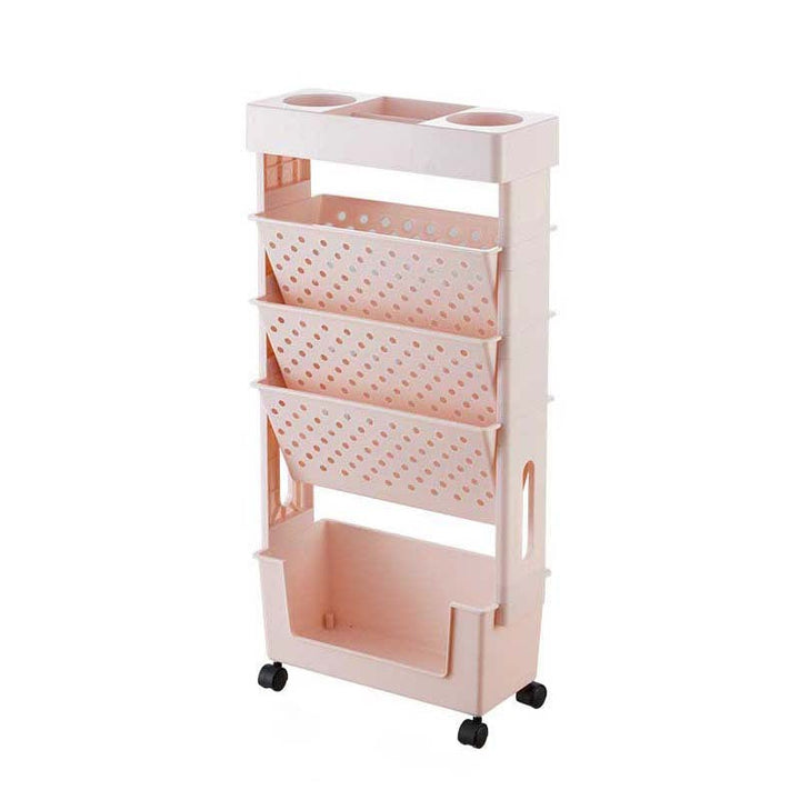 Estantería de 5 Niveles con Ruedas - Almacenamiento Multifuncional para Libros, Revistas y Periódicos - Ideal para Escuela, Aula, Oficina, Dormitorio o Sala