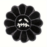 Alfombra redonda de girasol artístico retro, suave y esponjosa, para sala y dormitorio, tapete antideslizante para el hogar con respaldo de TPR, peluche grueso con un peso de 2000 g por metro cuadrado y un grosor de 15 mm, ideal para tapetes pequeños en