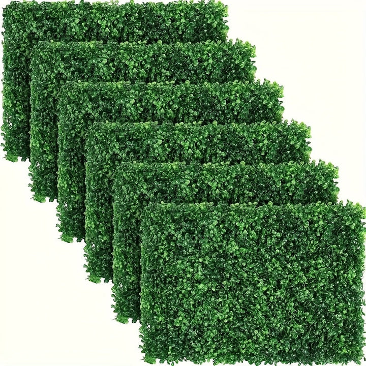 6-Pack Paneles de Césped Artificial Evergreen - Valla de Privacidad Resistente y Fondo para Bodas, Pantallas Verdes Extra Grandes 15.75x23.62 Pulgadas (40x60 cm), Sin Necesidad de Cableado, Instalación Fácil con Tiras Adhesivas, Paneles Plásticos Imperme