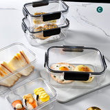 Juego de 4 contenedores herméticos transparentes de 460 ml, material PET, a prueba de fugas, ideales para frutas, pasteles, pan, carne, granos y más, perfectos para organizar la cocina, el refrigerador o el gabinete