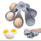 Vaporera de Silicona para 6 Huevos, Poacher Resistente a Altas Temperaturas con Drenaje y Asa, Herramienta de Cocina Flexible Lavable, Soporte para Hacer Huevos en la Cocina, Estante de Silicona Independiente | Utensilio Moderno de Cocina | Sujeta Huevos