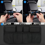 1 Organizador de Maletero y Asiento de Coche Duradero en Poliéster - Bolsa Plegable con 8 Bolsillos y Correas Ajustables, Ideal para Herramientas, Botellas y Accesorios, Perfecto para Almacenamiento en el Vehículo