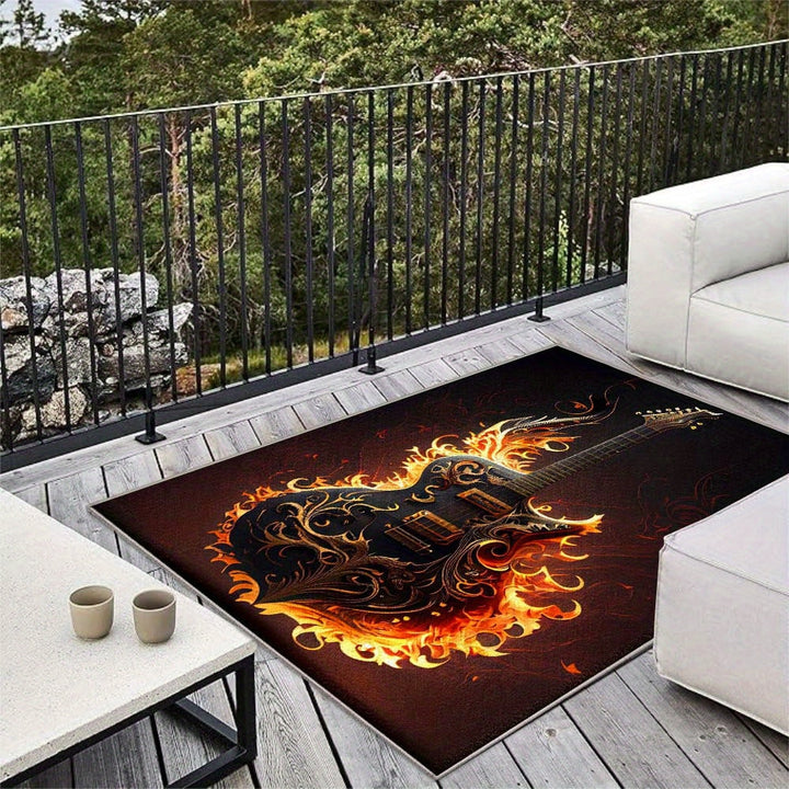Alfombra de Camping Exterior Estampada Velvet 853g/m² - Lujosa, Antideslizante en Crema Francesa para Espacios de Ocio y Lujo | Diseño Geométrico Moderno Abstracto, Gruesa y Lavable a Máquina | Ideal para Decoración de Jardín y Acampadas