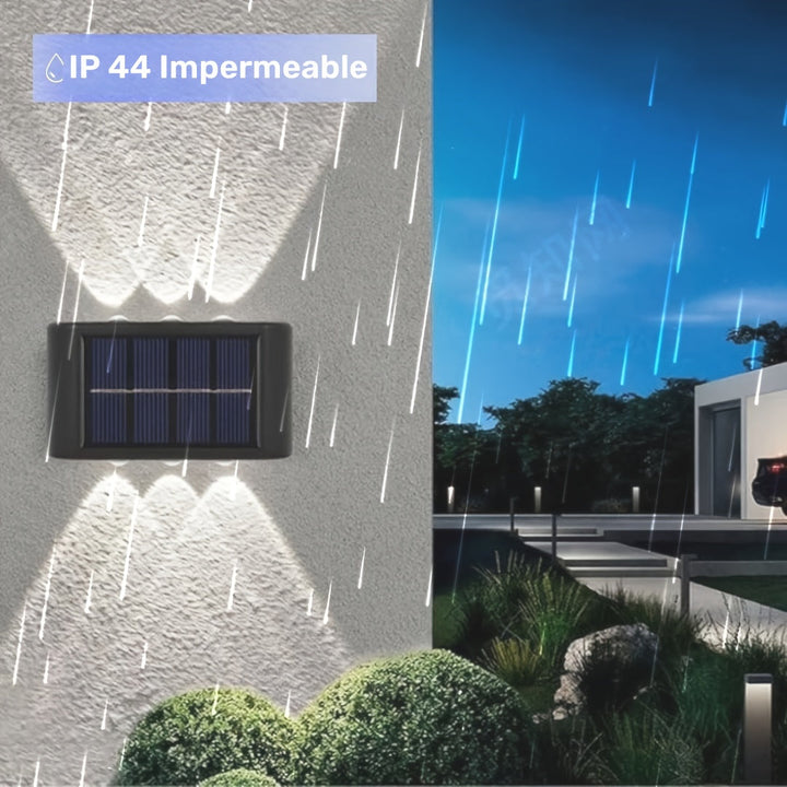 Pack de 3/4/6 Lámpara Solar LED para Pared Exterior, Luz Hacia Arriba y Abajo, Iluminación Solar IP44, Ideal para Cercas de Jardín