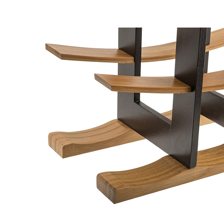 Estantería de botellas de madera apilable, diseño simple negro y marrón, soporte independiente desmontable, para salón, cocina con decoración de habitación