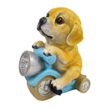 1pc XXOASIS Figura de resina de motocicleta de cachorro con energía solar, decoración de jardín con tema animal con control de interruptor, batería de níquel, ideal para patio, césped, balcón, alféizar de ventana, regalo único de vacaciones