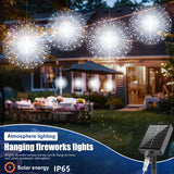 4 Pack Luces Solares de Fuegos Artificiales para Exteriores, Esferas LED Estallido Solar, 8 Modos IP65 Luces Colgantes para Gazebo Patio Fiesta Boda Tienda, Navidad, Patio Árbol Pub Decoración, Luces Hada de Fuego Artificial, Cadena Luminosa Solar