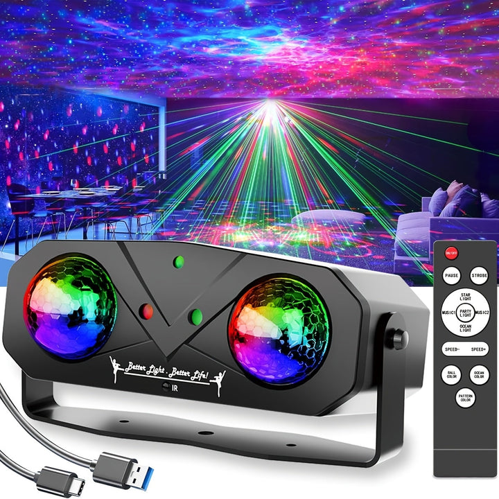 1 bola mágica LED dual con luz láser atmosférica parpadeante para fiestas, clubes, KTV, baile y celebraciones navideñas, lámpara de escenario segura y fácil de instalar