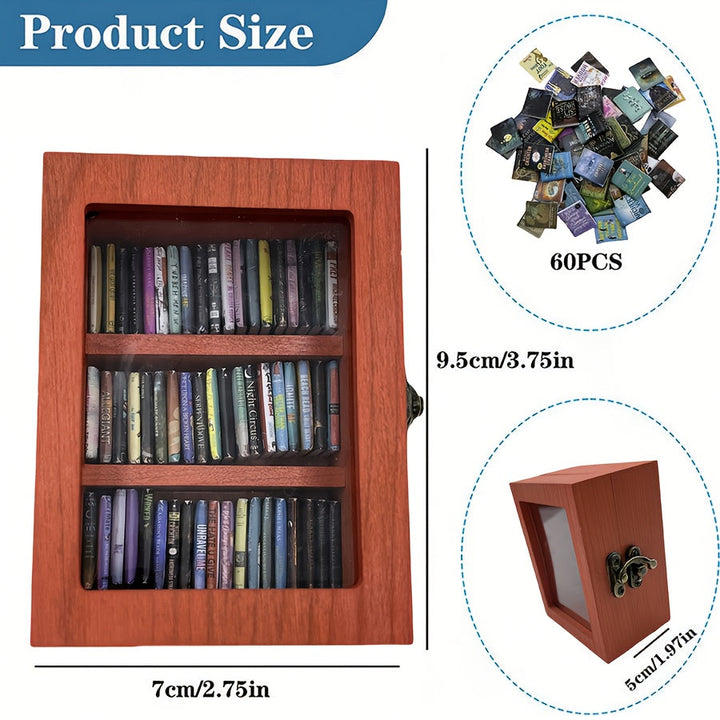 1pc Estantería Mini Librería Decorativa con Estante Mecedor "Shake Away Your Anxiety" Incluye 60 Libritos Pequeños, Ideal para Amantes de los Libros y Decoración de Oficina en Casa