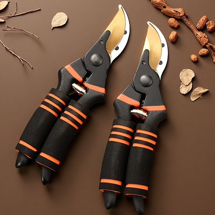 Tijeras de poda profesionales de aleación de titanio de 8,5 pulgadas - Acero ultra afilado resistente a la herrumbre y pesado de uso, con agarre suave de esponja antideslizante, adecuado para jardinería doméstica y diseño de paisajes, diseño de dos manos