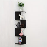 Estantería Flotante de Esquina de 5 Niveles en PVC—Estante de Almacenamiento con Diseño Zigzag de 78.74cm para Sala, Dormitorio y Oficina en Casa, Organizador Montable en Pared Perforado