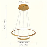 1 pieza, moderno candelabro dorado, candelabro LED irregular y aerodinámico, candelabro de altura ajustable, adecuado para isla de cocina, comedor, dormitorio, sala de estar, pasillo, porche, candelabro LED de 2 anillos, ajustable en tres temperaturas de