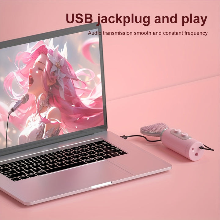 Microfono de Transmisión Dinámico NXG con Conectores USB-C y Diafragma en Forma de Corazón, Efectos de Iluminación RGB y Control de Volumen - Soporte Integrado Duradero para Transmisiones En Vivo, Juegos, Podcasts, Voces Off (Rosa), Micrófono para PC