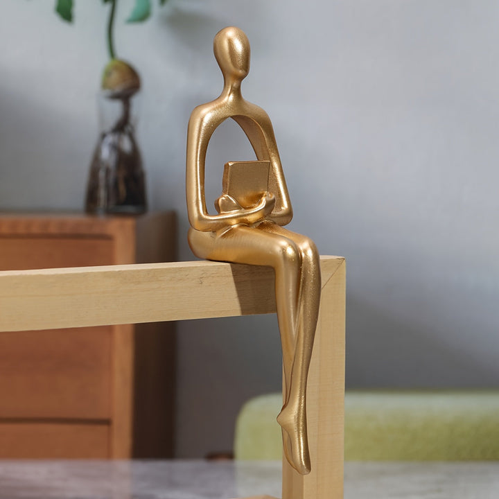 Figura Única de Pensador Abstracto de Inspiración Nórdica - 1pc, Artesanía Exquisita en Resina, Decoración Versátil para Interiores/Exteriores para Estantería, Sala de Estar o Entrada, Añade un Toque de Sofisticación y Inicia Conversaciones